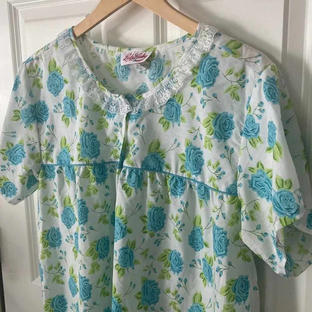 Vintage Floral Summer Cotton Nightgown Sz 2X lady Lindsay